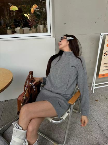 M1UM1U 高品質ジッパージャケット+スカート ツーピースセット【50％割引+送料無料】