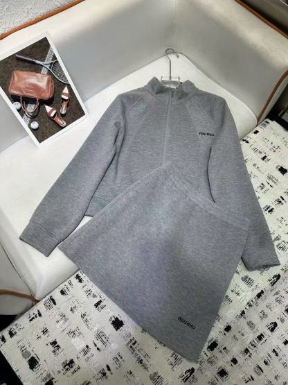 M1UM1U 高品質ジッパージャケット+スカート ツーピースセット【50％割引+送料無料】