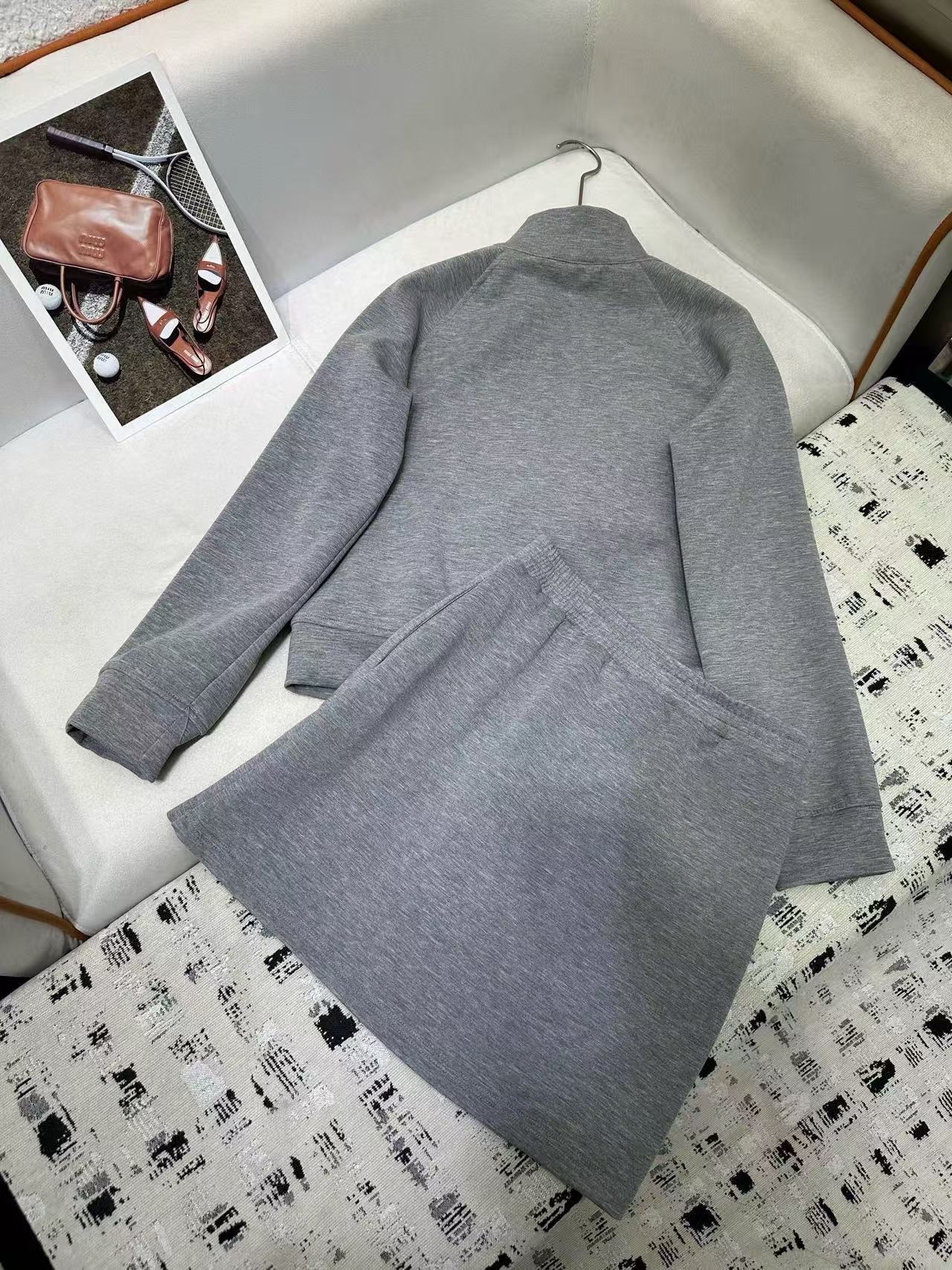 M1UM1U 高品質ジッパージャケット+スカート ツーピースセット【50％割引+送料無料】