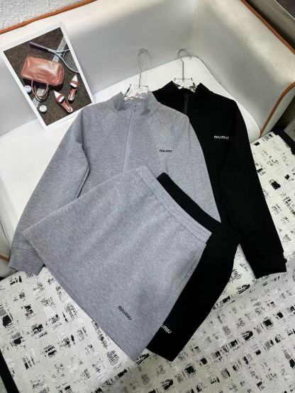 M1UM1U 高品質ジッパージャケット+スカート ツーピースセット【50％割引+送料無料】