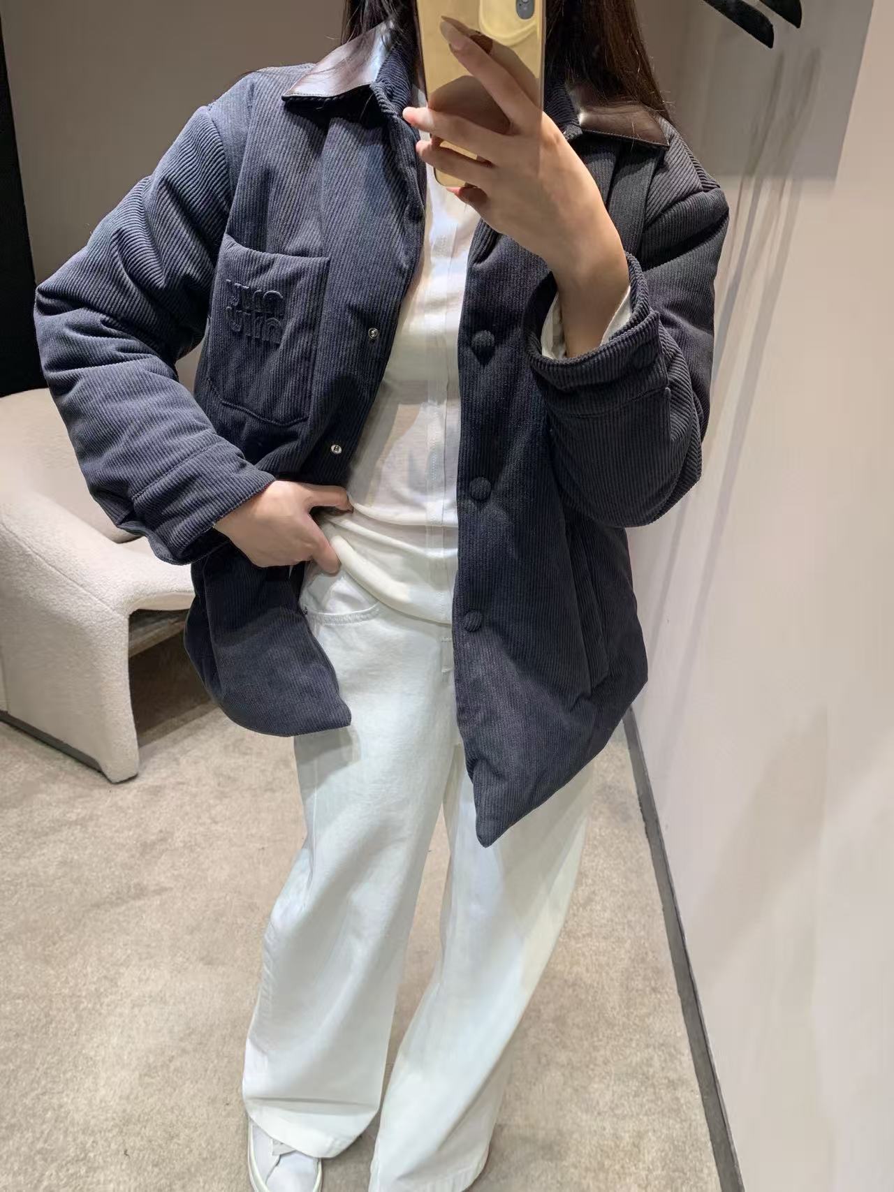 M1UM1U コーデュロイ コットン裏地 襟付きジャケット【50％割引+送料無料】