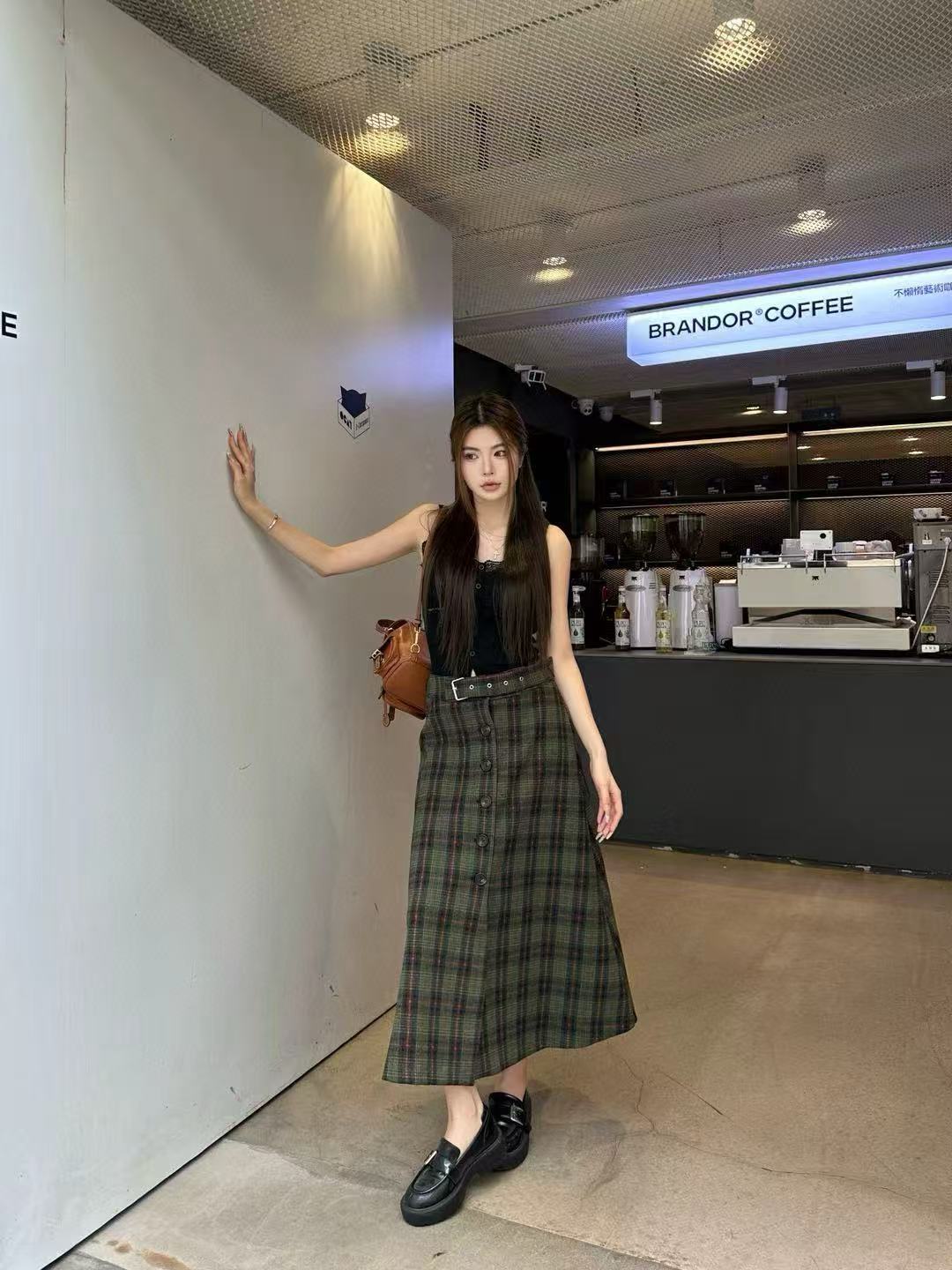 M1UM1U 高品質チェック柄コート+スカート ツーピースセット【50％割引+送料無料】