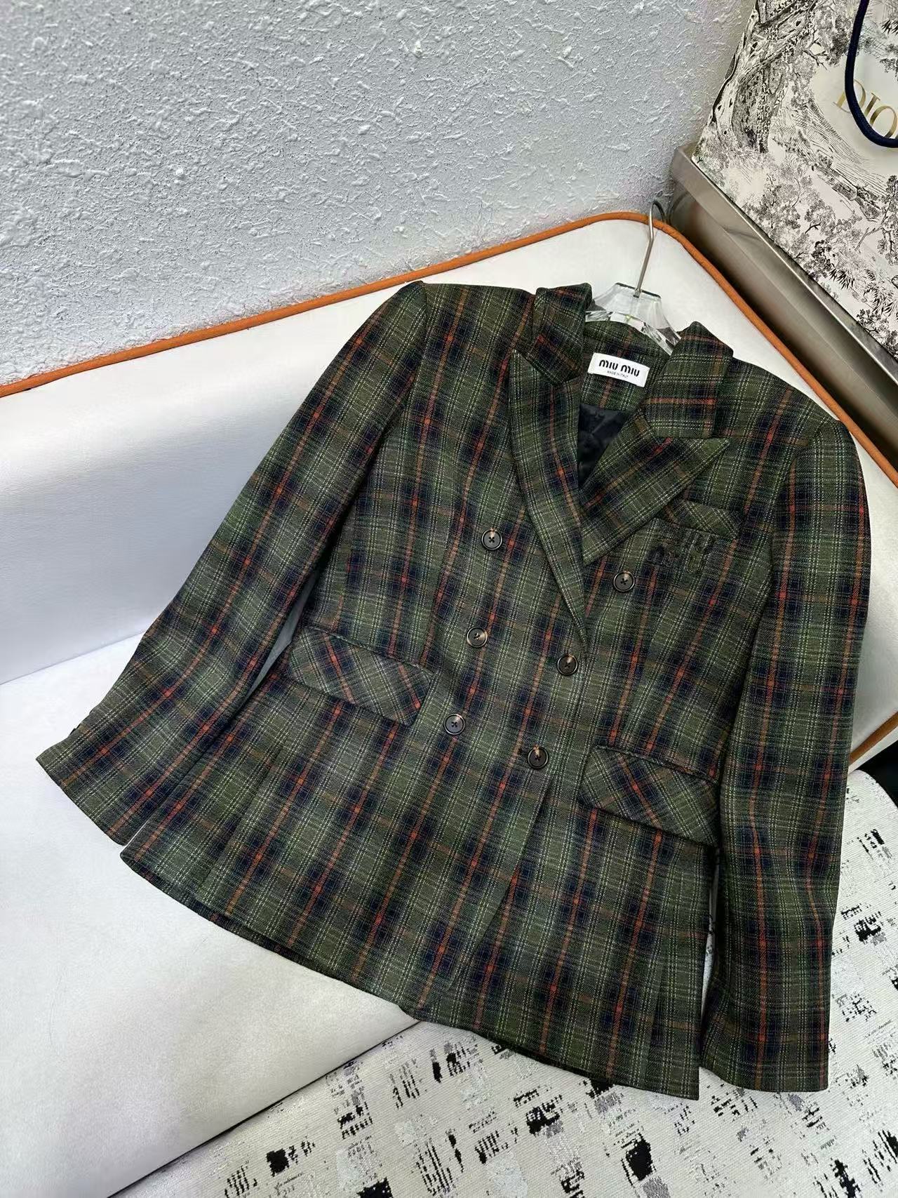 M1UM1U 高品質チェック柄コート+スカート ツーピースセット【50％割引+送料無料】