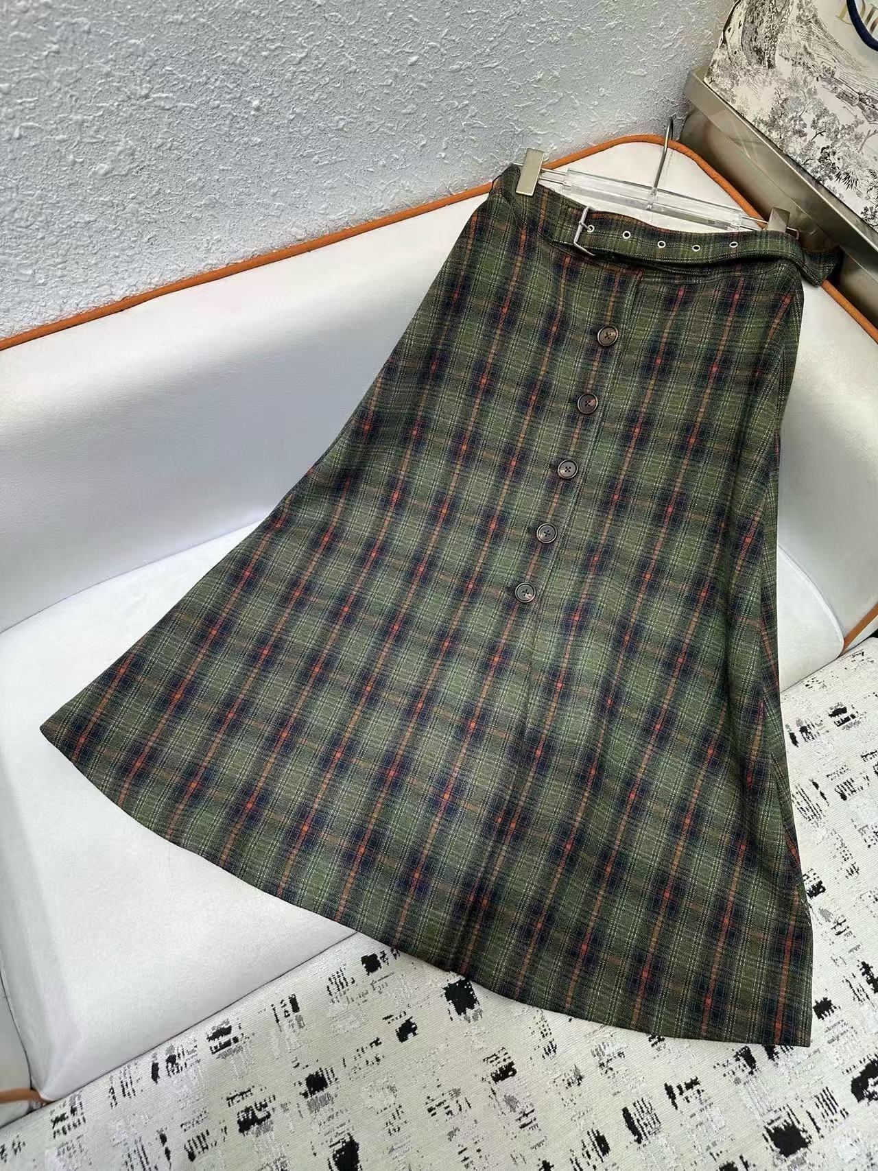 M1UM1U 高品質チェック柄コート+スカート ツーピースセット【50％割引+送料無料】