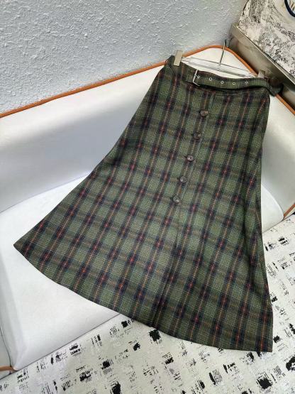 M1UM1U 高品質チェック柄コート+スカート ツーピースセット【50％割引+送料無料】