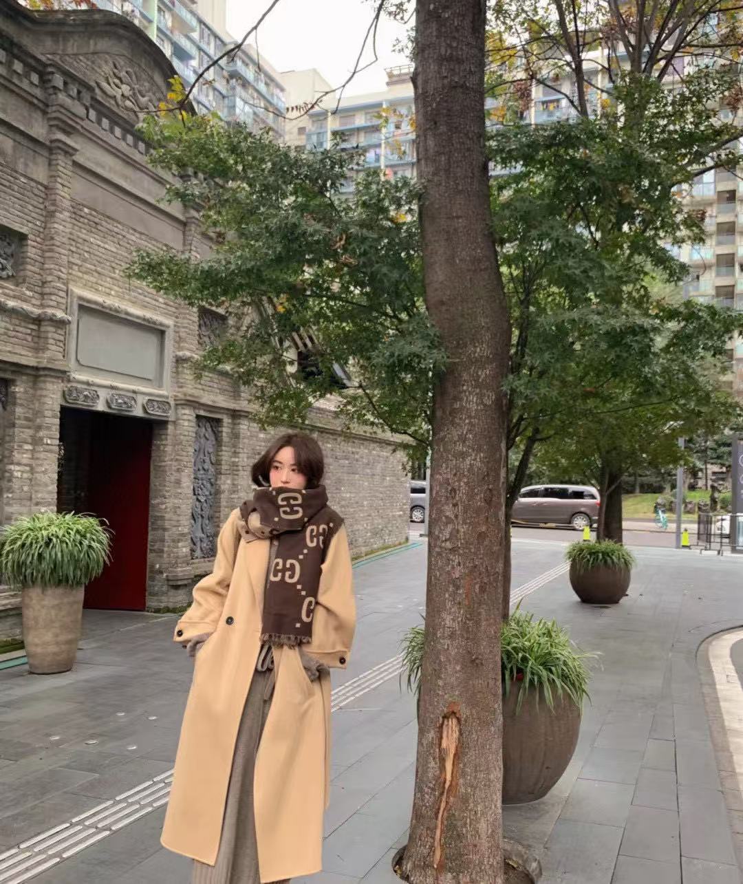 GUCC1 ジャカード カシミア スカーフ【50％割引+送料無料】