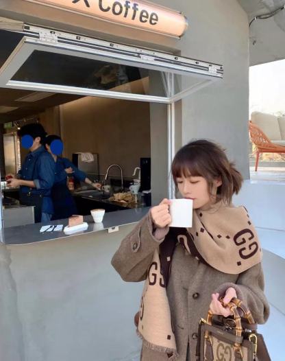 GUCC1 ジャカード カシミア スカーフ【50％割引+送料無料】