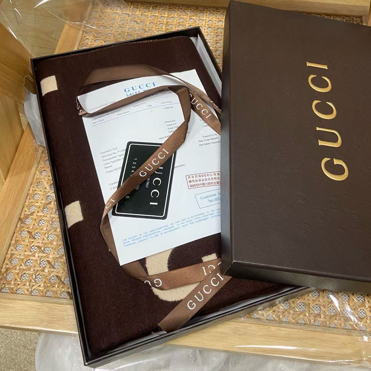 GUCC1 ジャカード カシミア スカーフ【50％割引+送料無料】