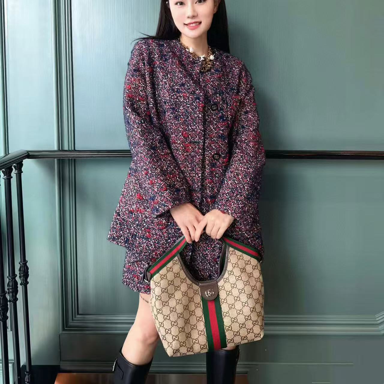 GUCC1 Giglioジャカードハンドバッグ【50％割引+送料無料】