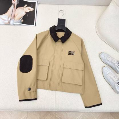 M1UM1U カラーブロックラペルショートトレンチコート【50％割引+送料無料】