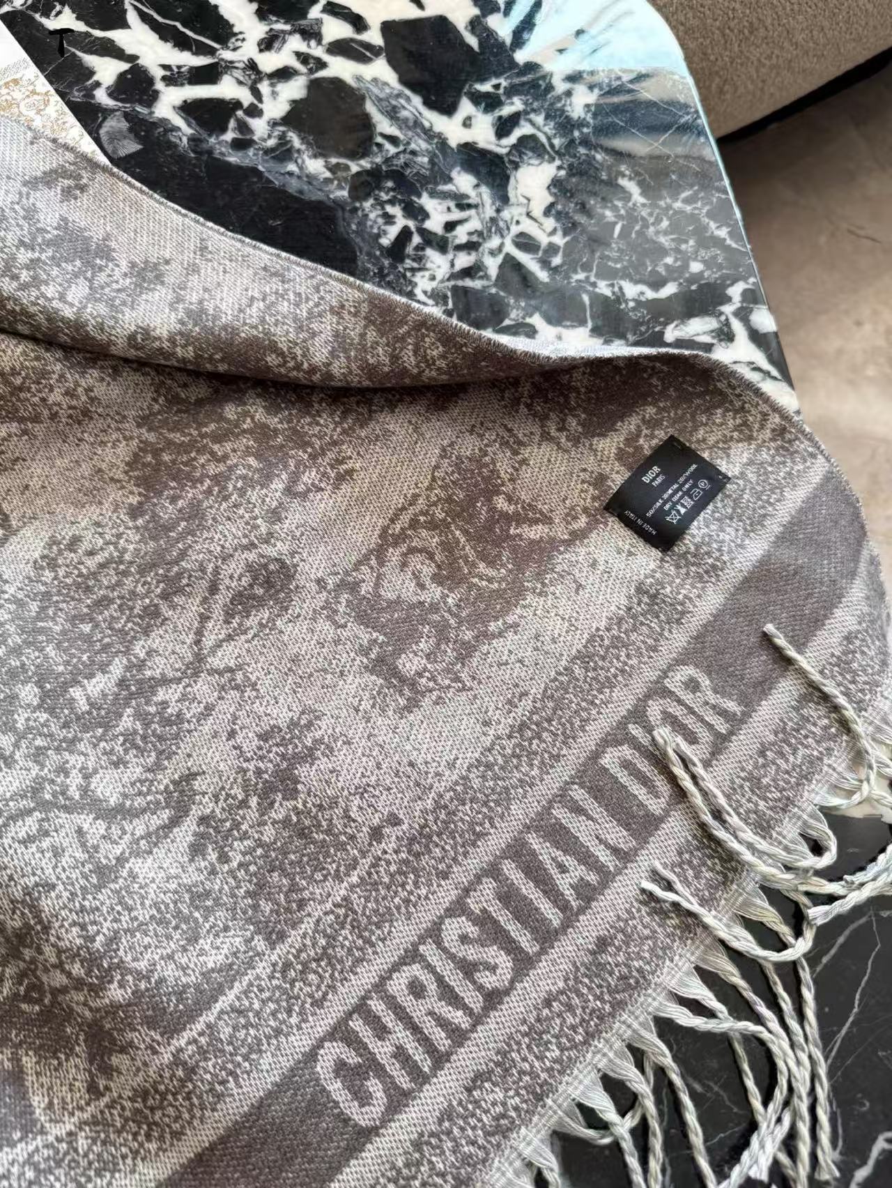 CHANE1 プリントタッセルカシミアスカーフ【50％割引+送料無料】