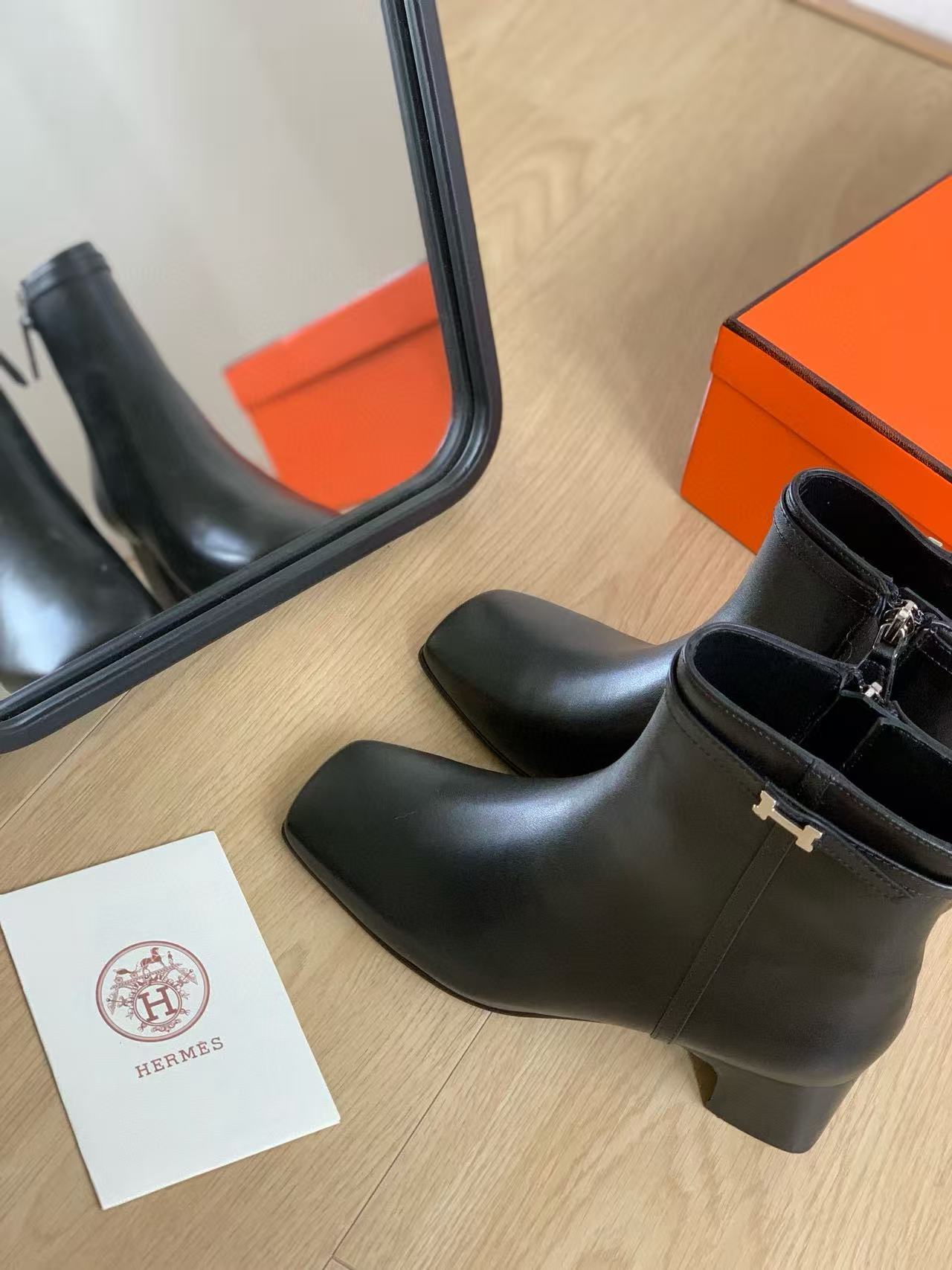 HERME5高品質の牛革アンクルブーツ【50％割引+送料無料】