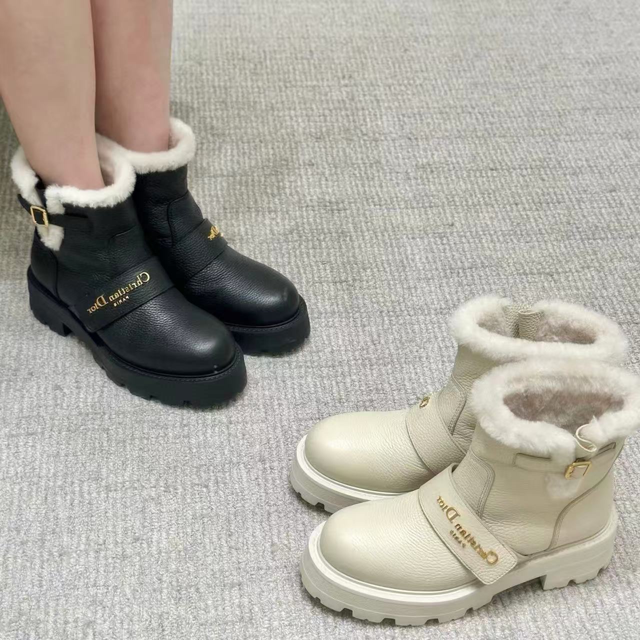 DIOR 高品質ウール レターアンクルブーツ【50％割引+送料無料】