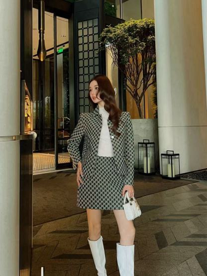 GUCC1 ダブルG ジャカード ジャケット+スカート ツーピースセット【50％割引+送料無料】