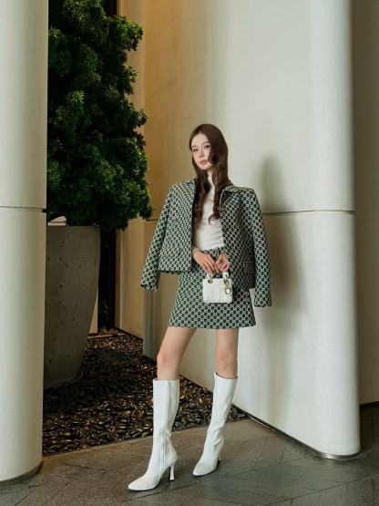 GUCC1 ダブルG ジャカード ジャケット+スカート ツーピースセット【50％割引+送料無料】