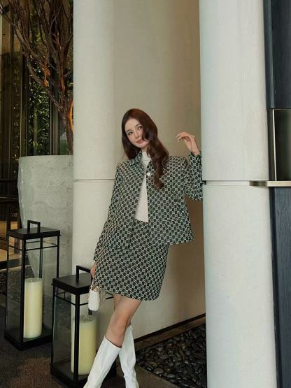 GUCC1 ダブルG ジャカード ジャケット+スカート ツーピースセット【50％割引+送料無料】