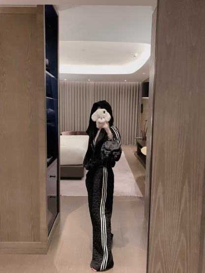 PR4DA チェック柄フード付きジャケット+パンツ ツーピースセット【50％割引+送料無料】