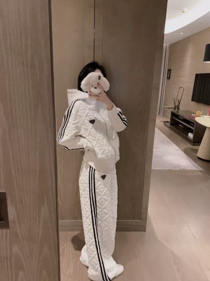 PR4DA チェック柄フード付きジャケット+パンツ ツーピースセット【50％割引+送料無料】