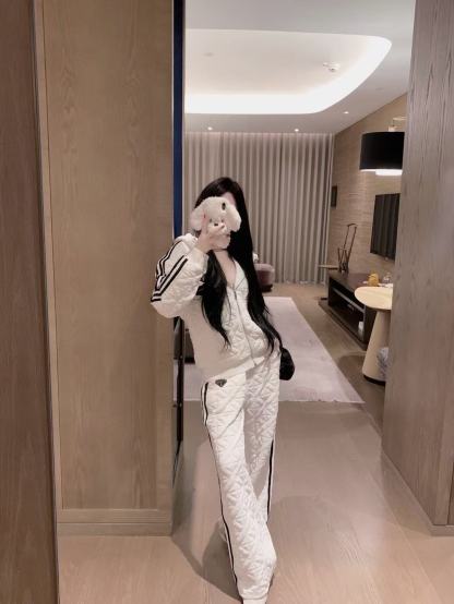 PR4DA チェック柄フード付きジャケット+パンツ ツーピースセット【50％割引+送料無料】