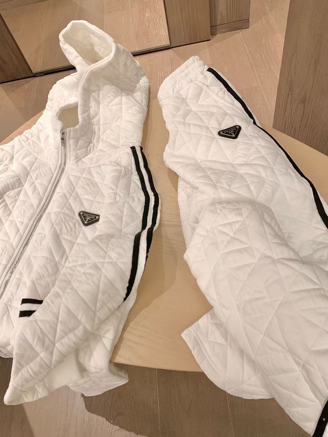 PR4DA チェック柄フード付きジャケット+パンツ ツーピースセット【50％割引+送料無料】