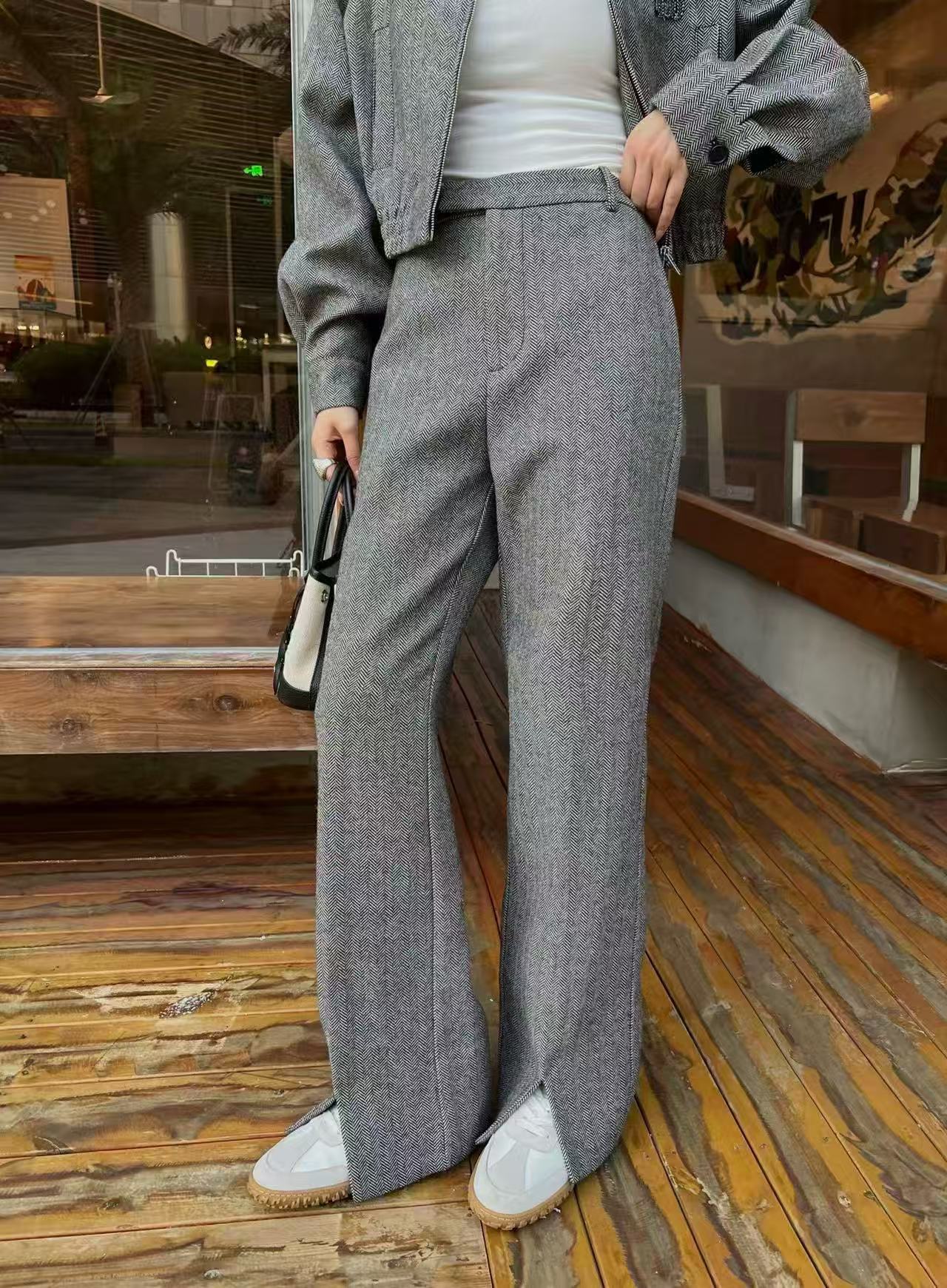 M1UM1U 襟付きショートジャケット + ストレートレッグパンツ【50％割引+送料無料】