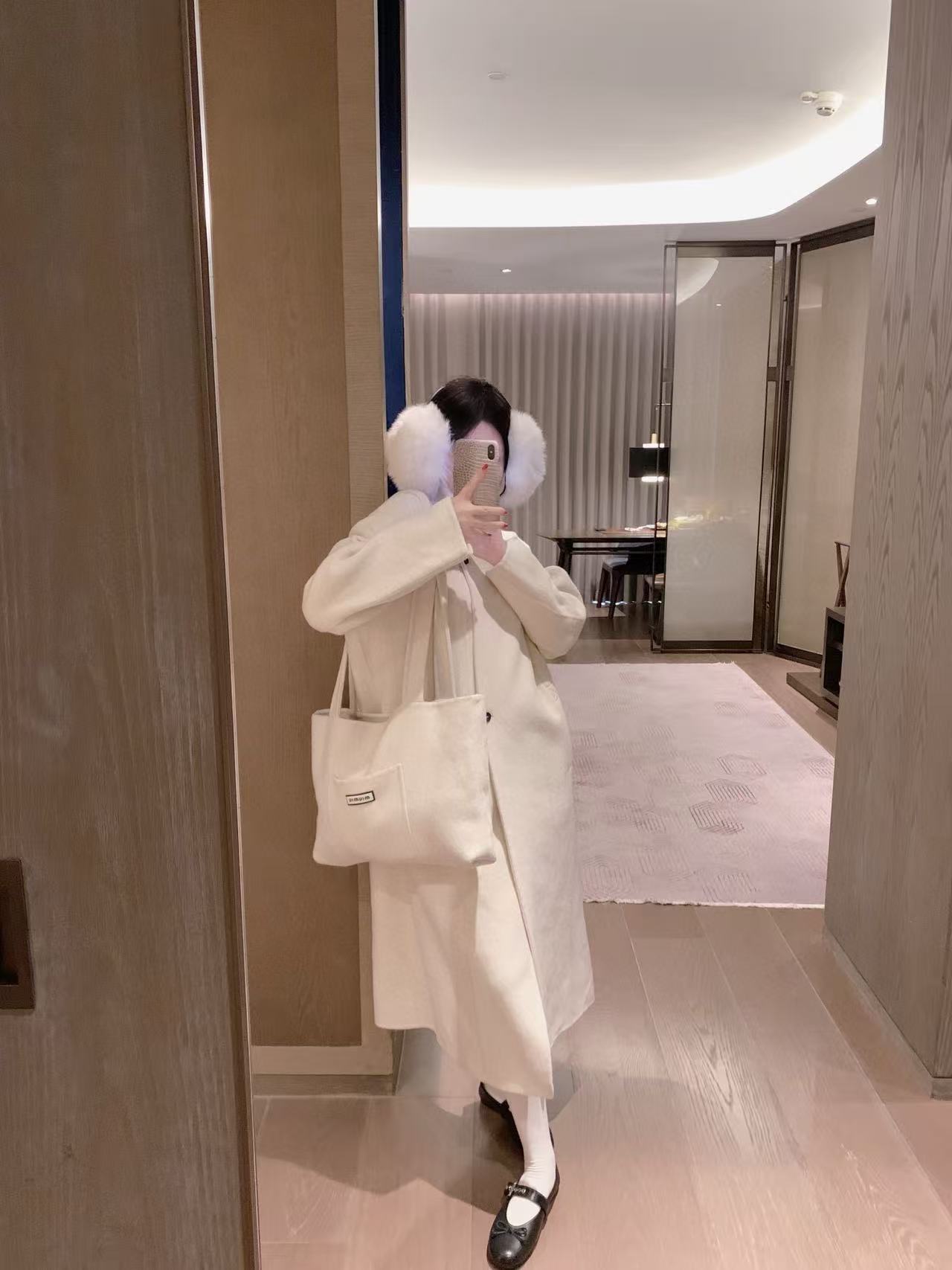 M1UM1U ウールロングコート＋バッグ ツーピースセット【50％割引+送料無料】