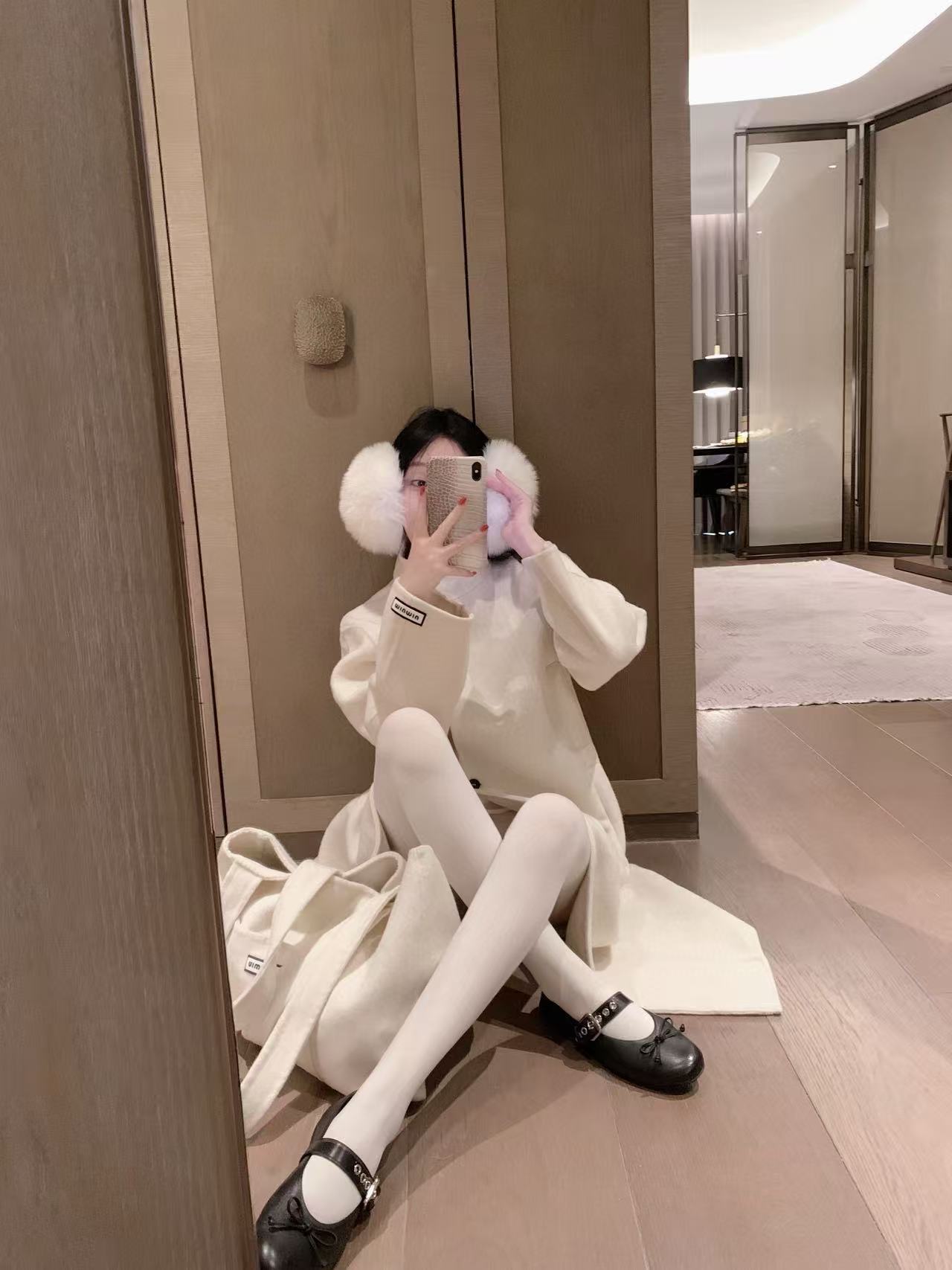 M1UM1U ウールロングコート＋バッグ ツーピースセット【50％割引+送料無料】