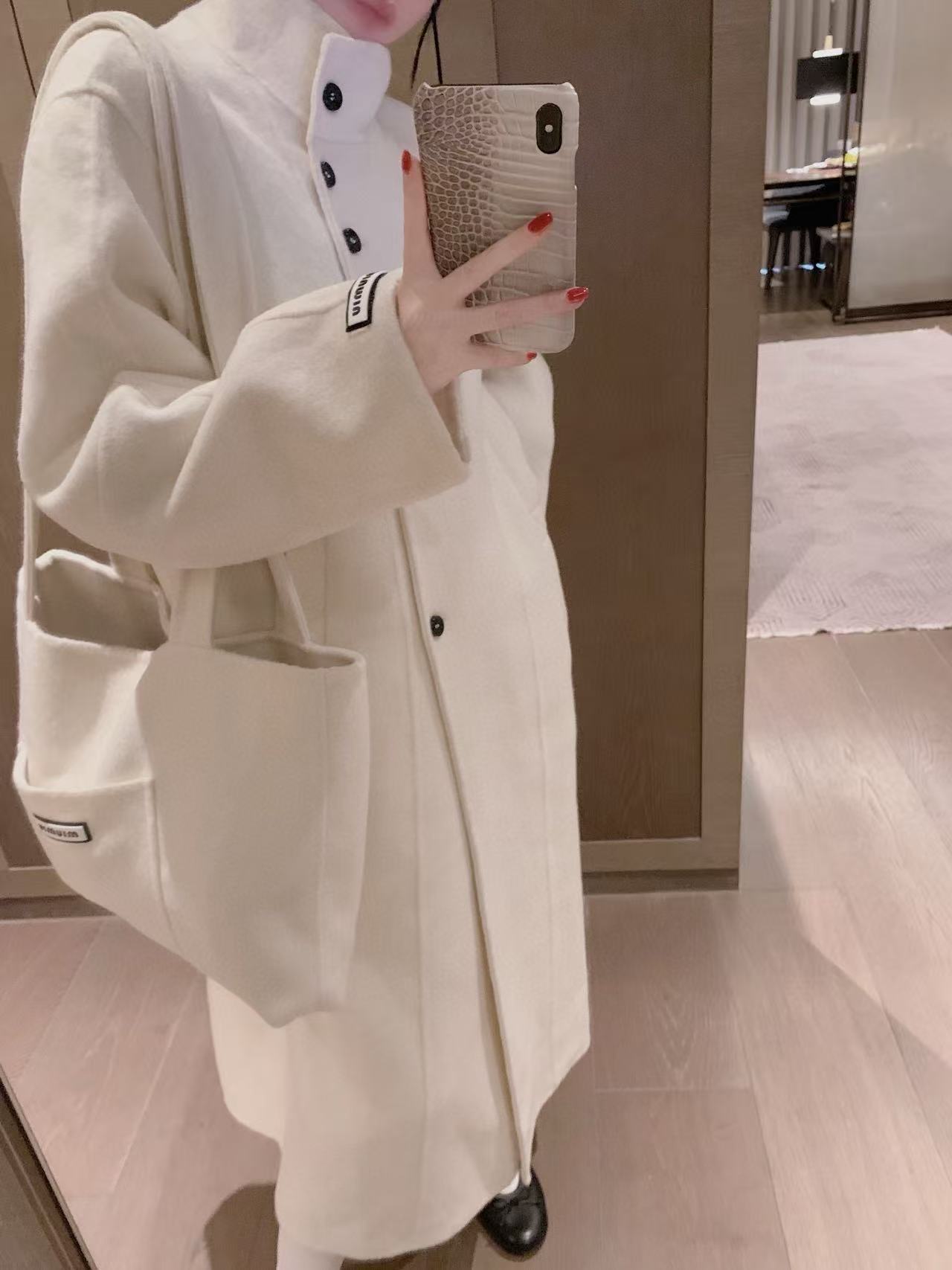 M1UM1U ウールロングコート＋バッグ ツーピースセット【50％割引+送料無料】