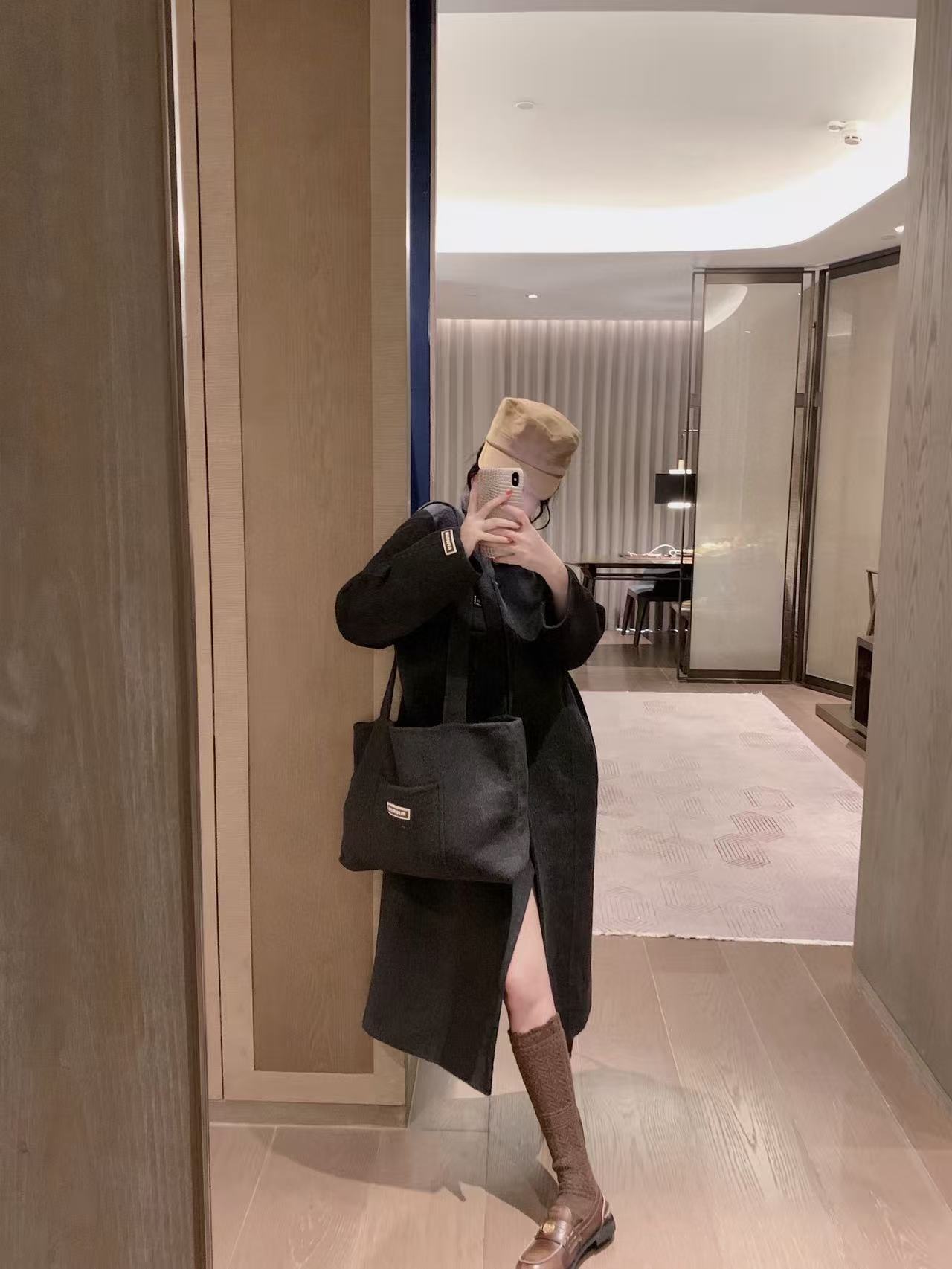 M1UM1U ウールロングコート＋バッグ ツーピースセット【50％割引+送料無料】