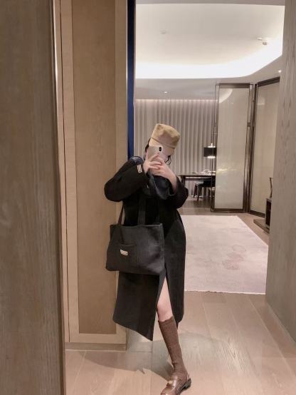 M1UM1U ウールロングコート＋バッグ ツーピースセット【50％割引+送料無料】