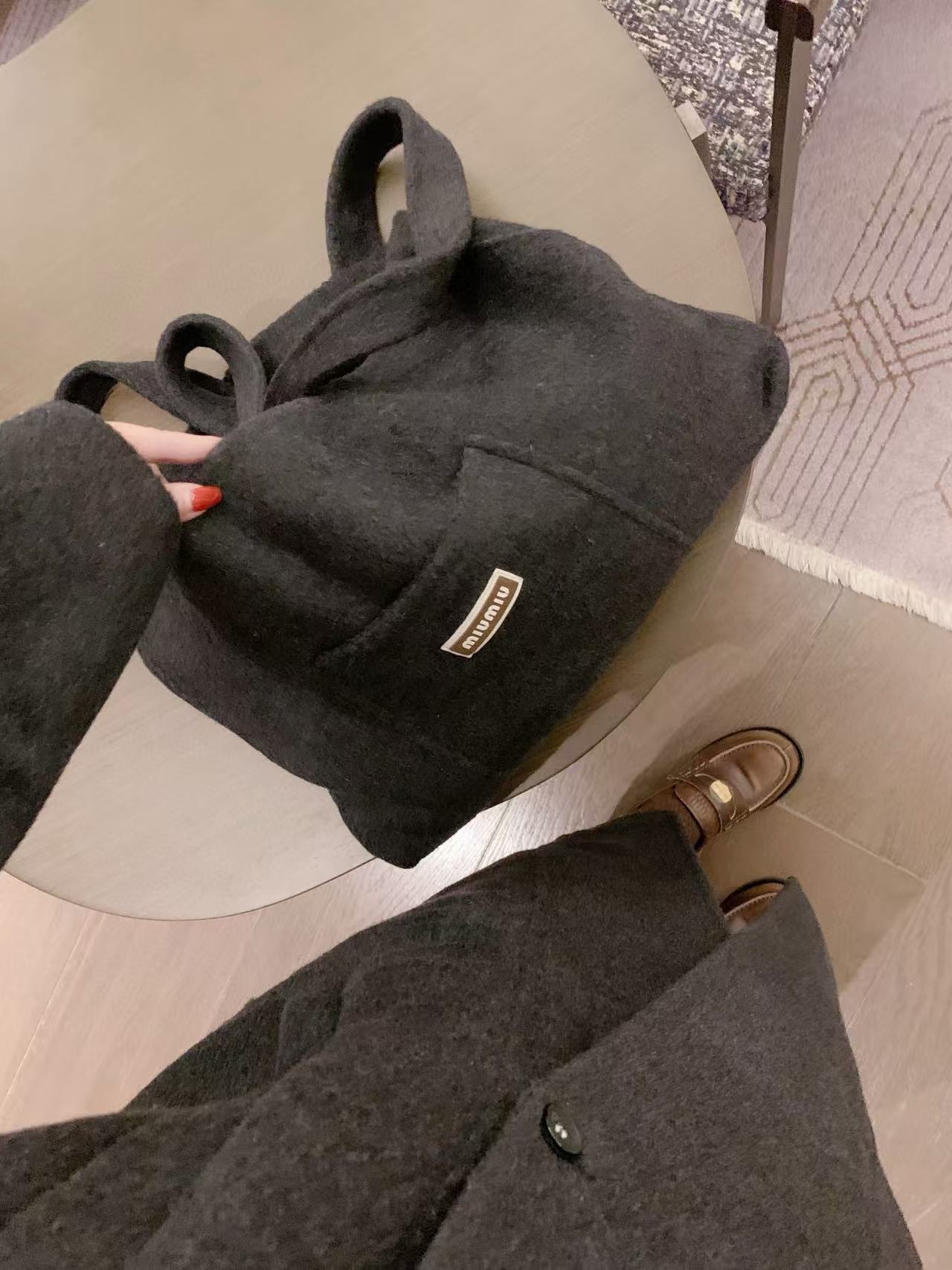 M1UM1U ウールロングコート＋バッグ ツーピースセット【50％割引+送料無料】