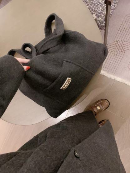 M1UM1U ウールロングコート＋バッグ ツーピースセット【50％割引+送料無料】