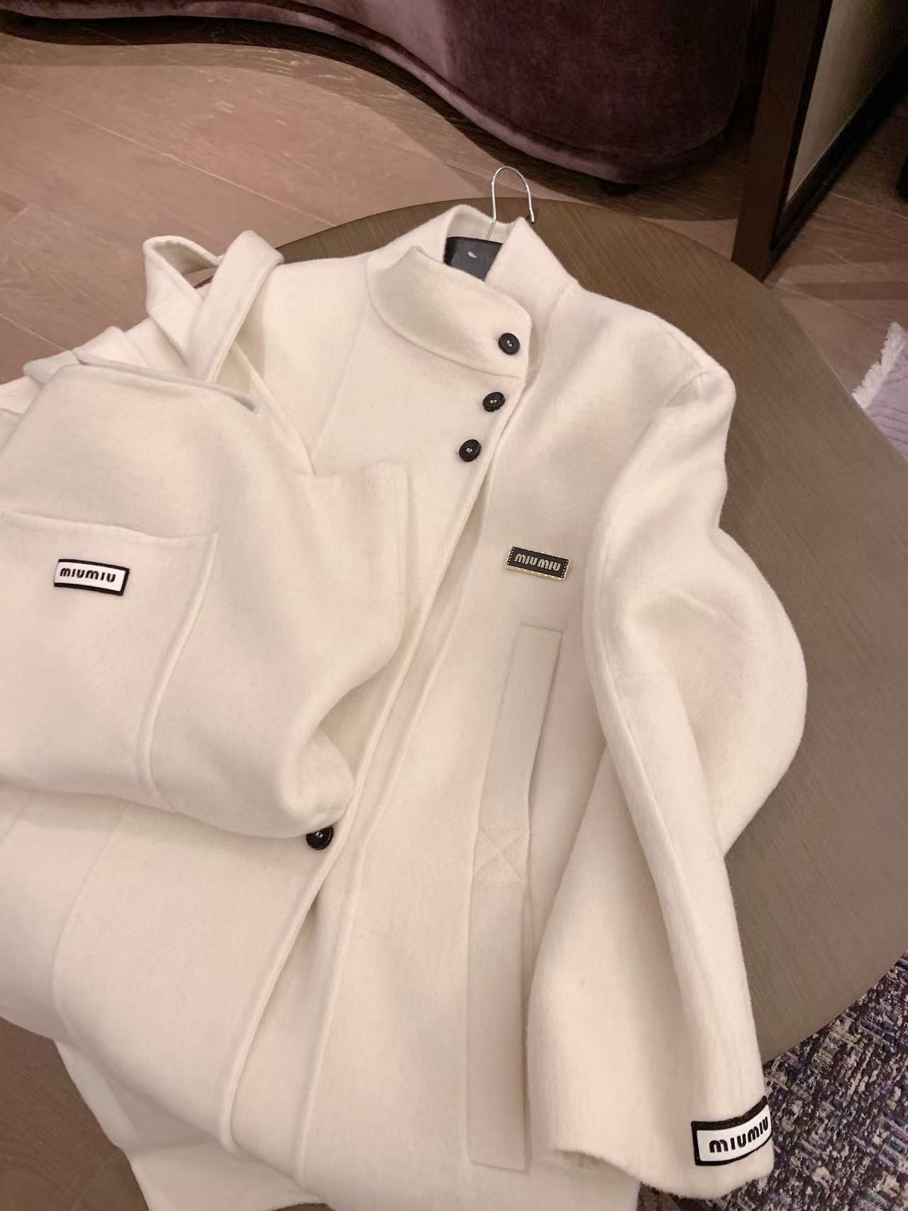 M1UM1U ウールロングコート＋バッグ ツーピースセット【50％割引+送料無料】