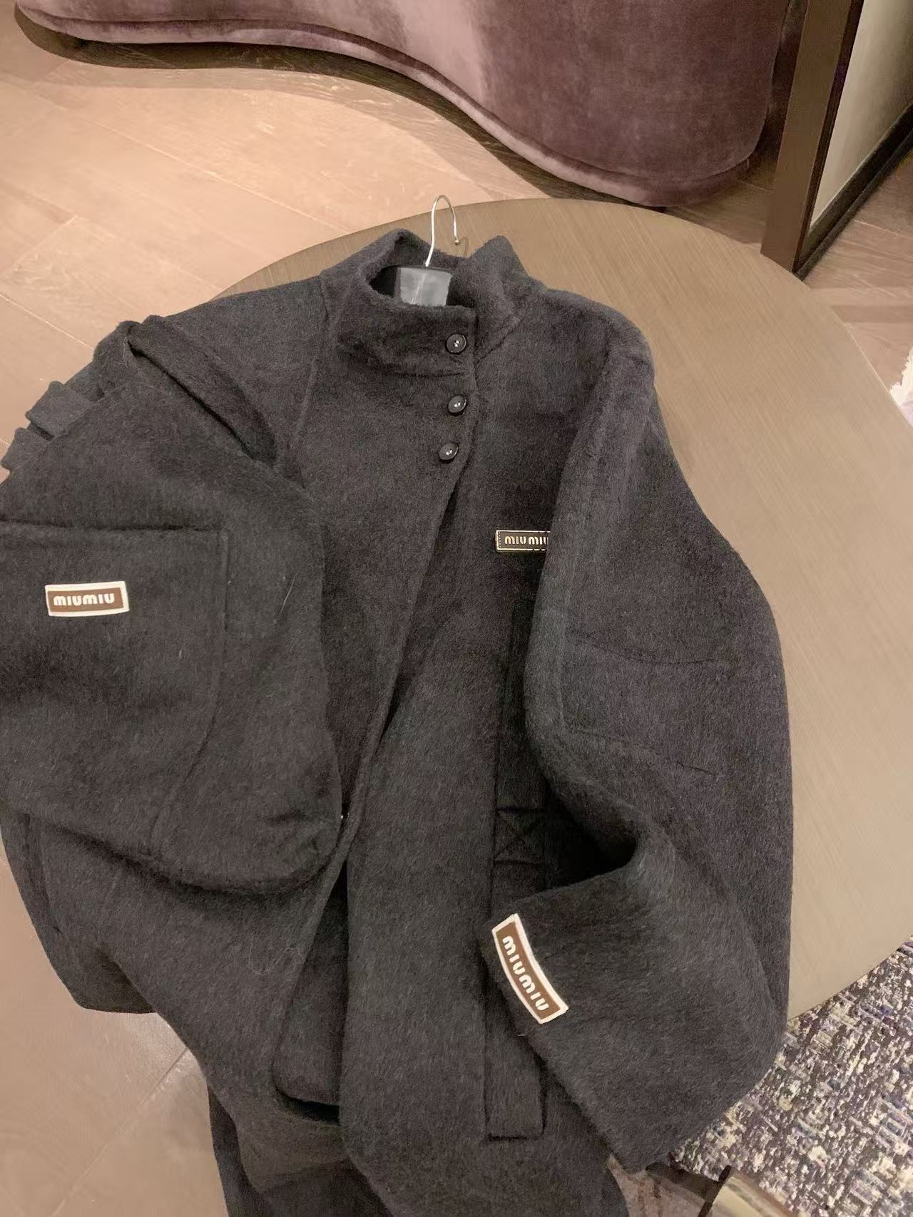 M1UM1U ウールロングコート＋バッグ ツーピースセット【50％割引+送料無料】