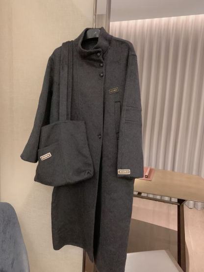 M1UM1U ウールロングコート＋バッグ ツーピースセット【50％割引+送料無料】