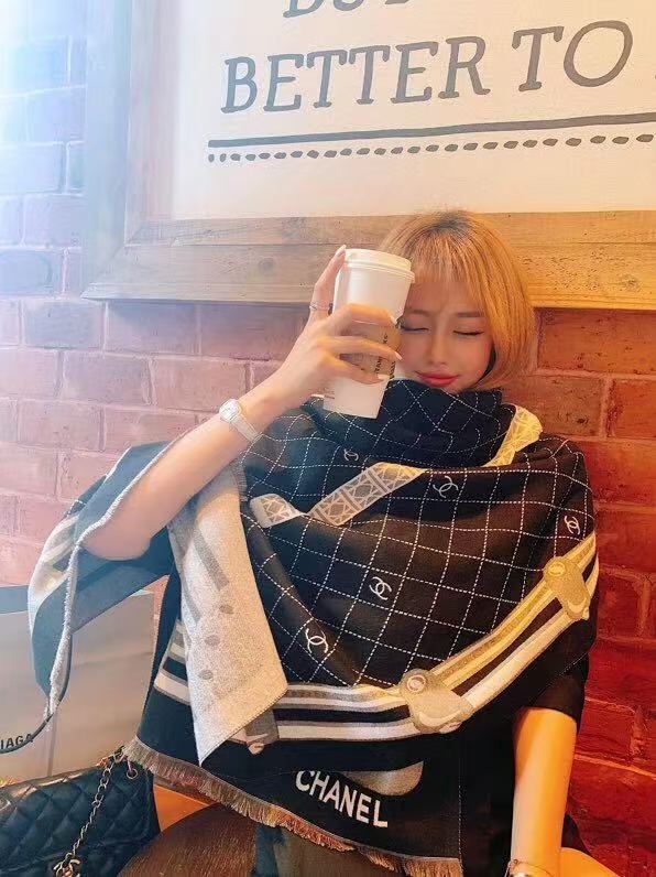 CHANE1 チェック柄カシミアスカーフ【50％割引+送料無料】