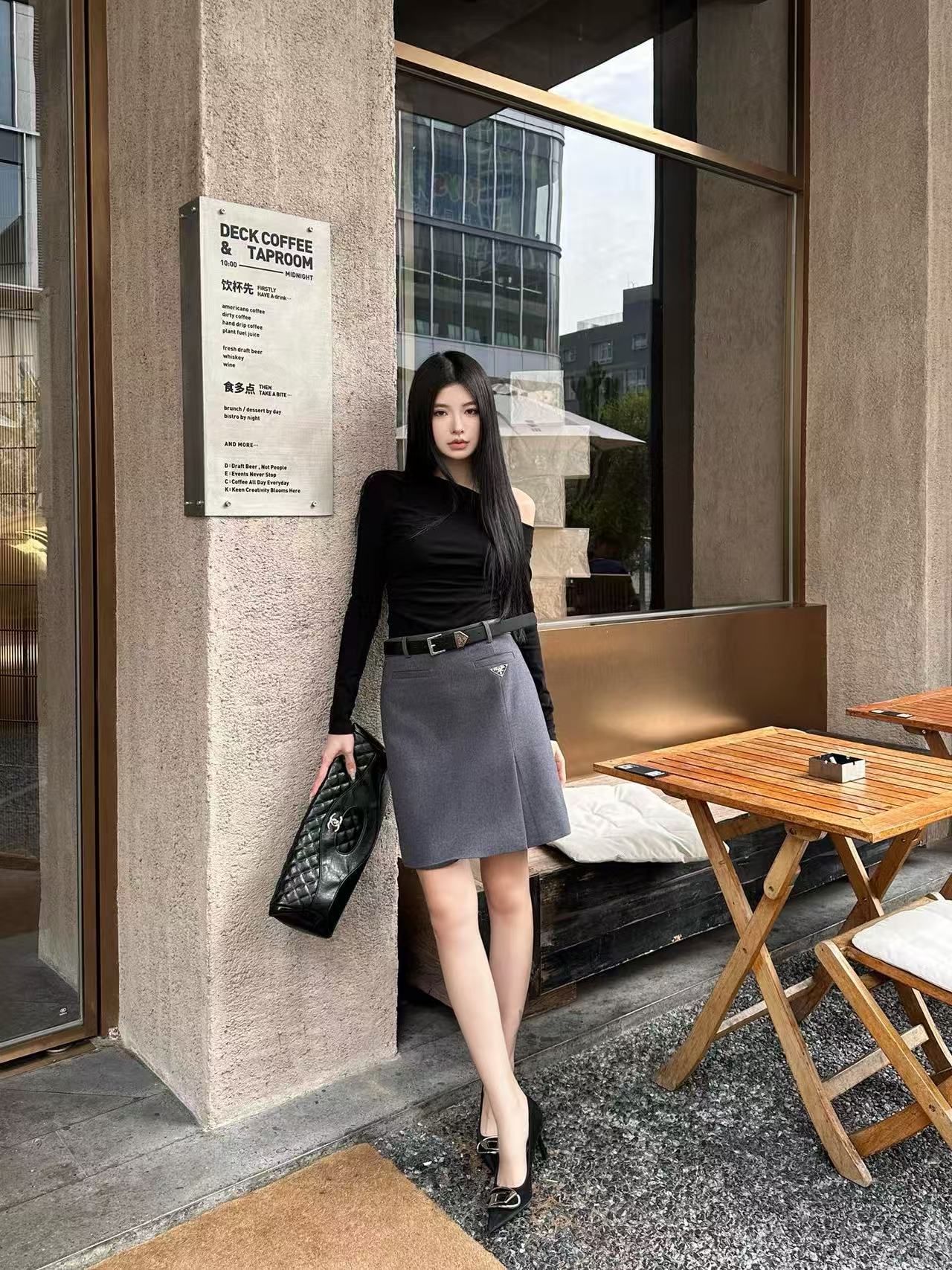 PR4DA ミニマリスト トライアングル ロゴ スカート【50％割引+送料無料】