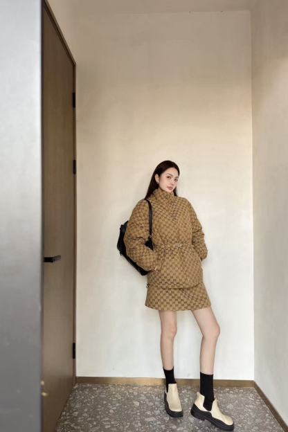 GUCC1 ジャカード ダウンジャケット【50％割引+送料無料】