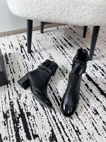 CHANE1 高品質フリルローヒールアンクルブーツ【50％割引+送料無料】