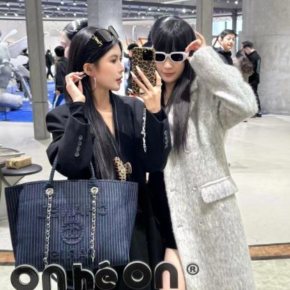 CHANE1 デニムチェーンビーチバッグ【50％割引+送料無料】