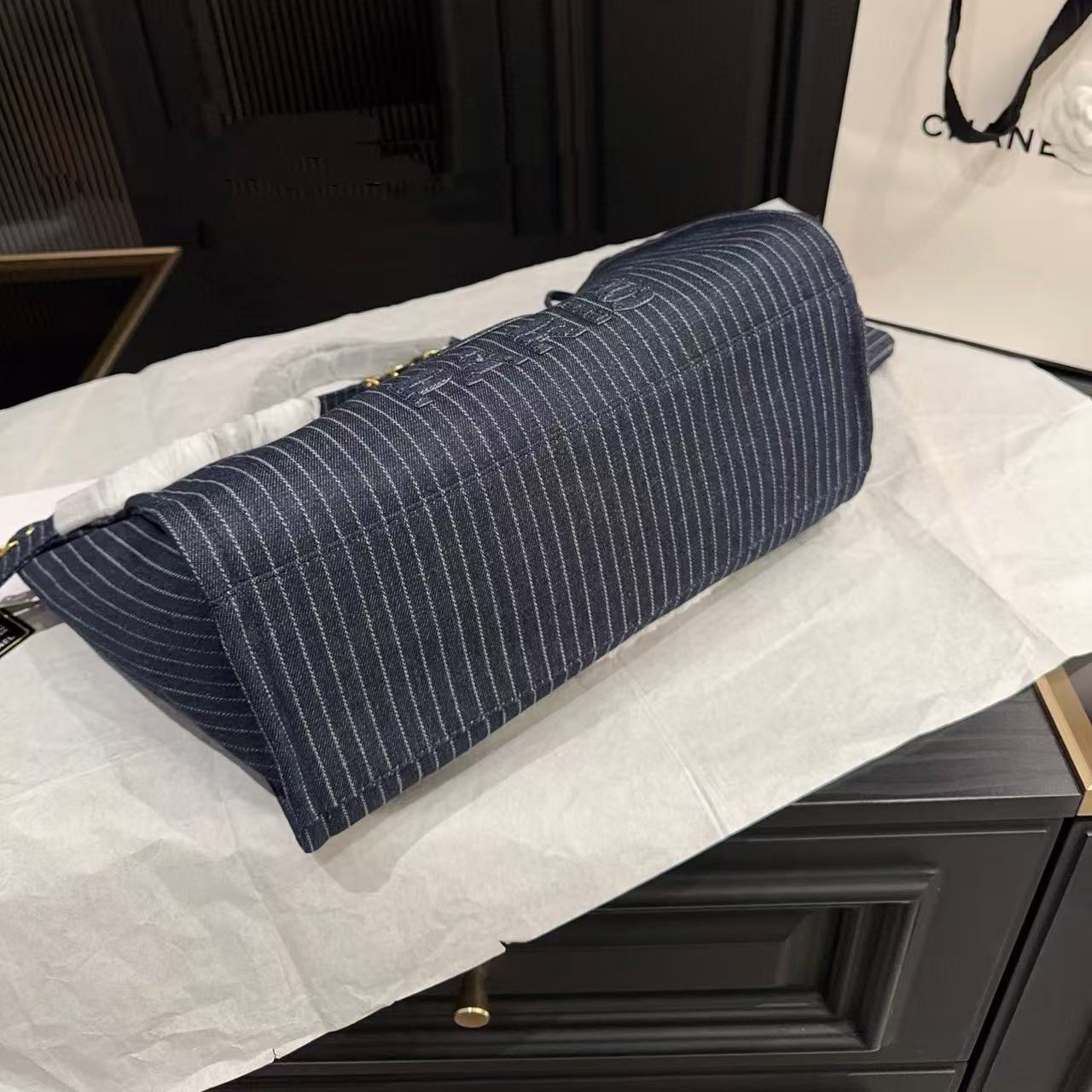 CHANE1 デニムチェーンビーチバッグ【50％割引+送料無料】