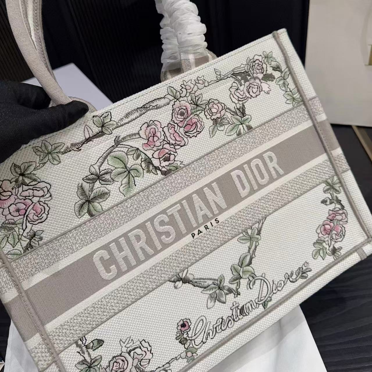 DIOR 刺繍 ピオニー トートバッグ【50％割引+送料無料】