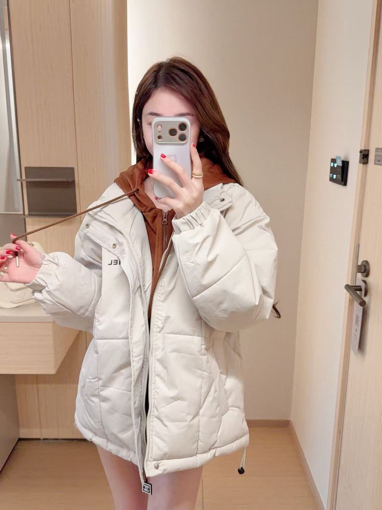 CHANE1 カラーブロック フード付きレタージャケット【50％割引+送料無料】