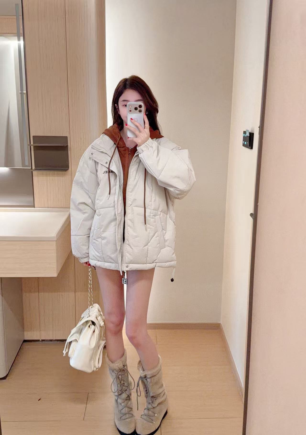 CHANE1 カラーブロック フード付きレタージャケット【50％割引+送料無料】