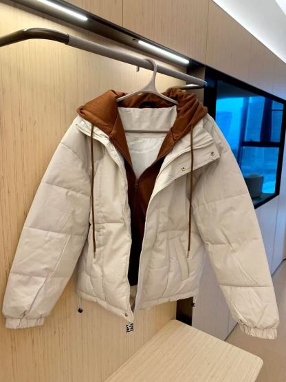 CHANE1 カラーブロック フード付きレタージャケット【50％割引+送料無料】