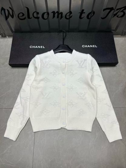 LV四つ葉のクローバー透かし彫りプリントウールカーディガン【50％割引+送料無料】