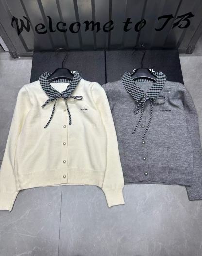 M1UM1U レースアップウールパールカーディガン【50％割引+送料無料】