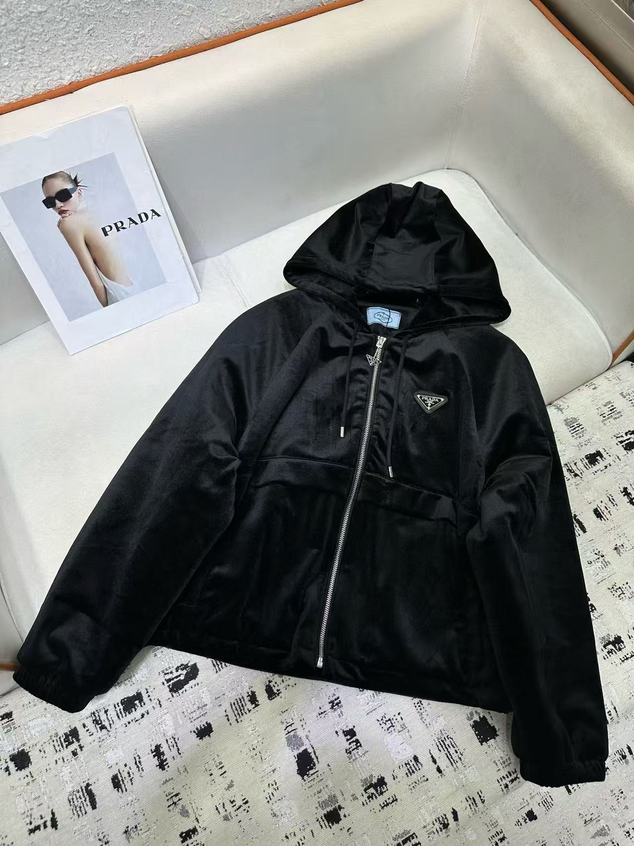 PR4DA 高品質フード付きベルベットジャケット【50％割引+送料無料】