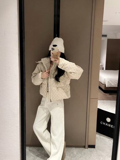 LV フード付きプリントダウンジャケット【50％割引+送料無料】