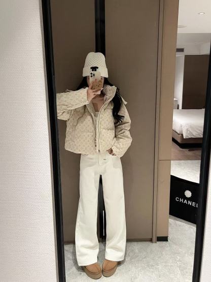 LV フード付きプリントダウンジャケット【50％割引+送料無料】